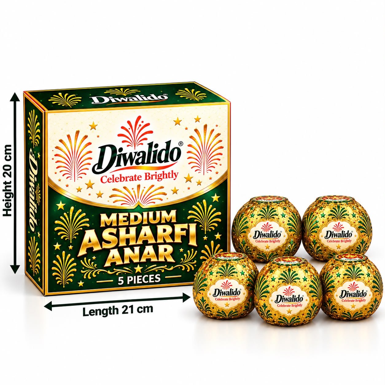 Diwalido Medium Asharfi Anar (Flowerpot) - Ground Firework, Pack of 5