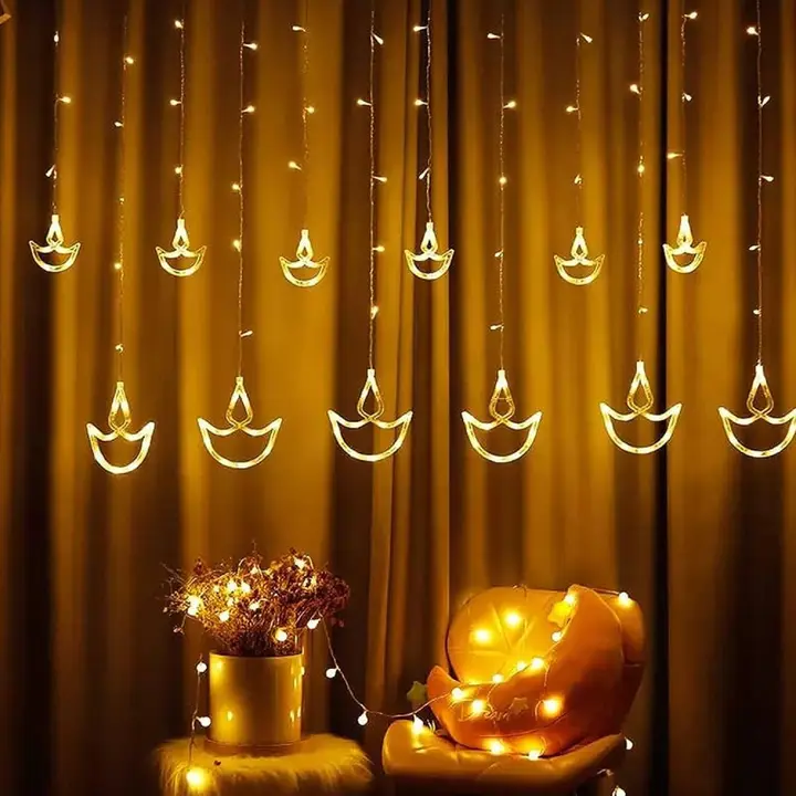 Warm White 3.25 m Diya Curtain String Lights by Lexton