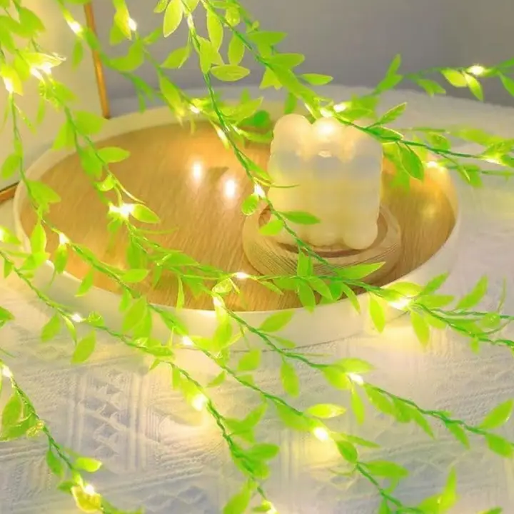 Warm White Leaf Curtain String Lights by Lexton