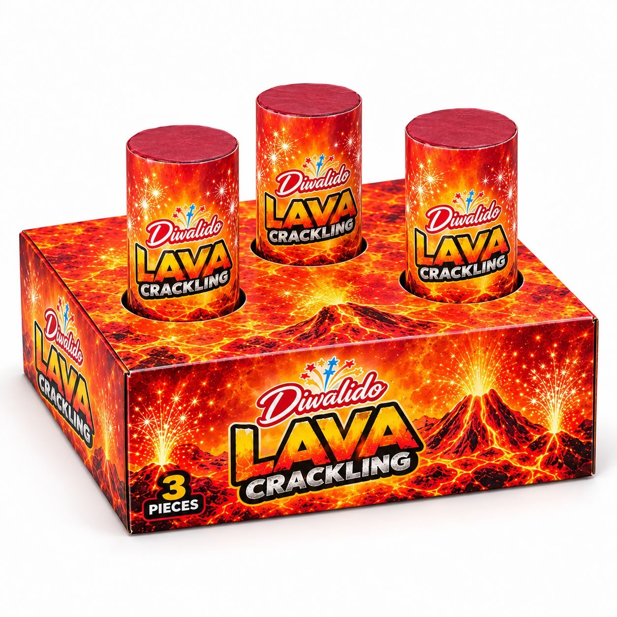 Diwalido Lava Crackling - Ground Fountain Firework, Pack of 3