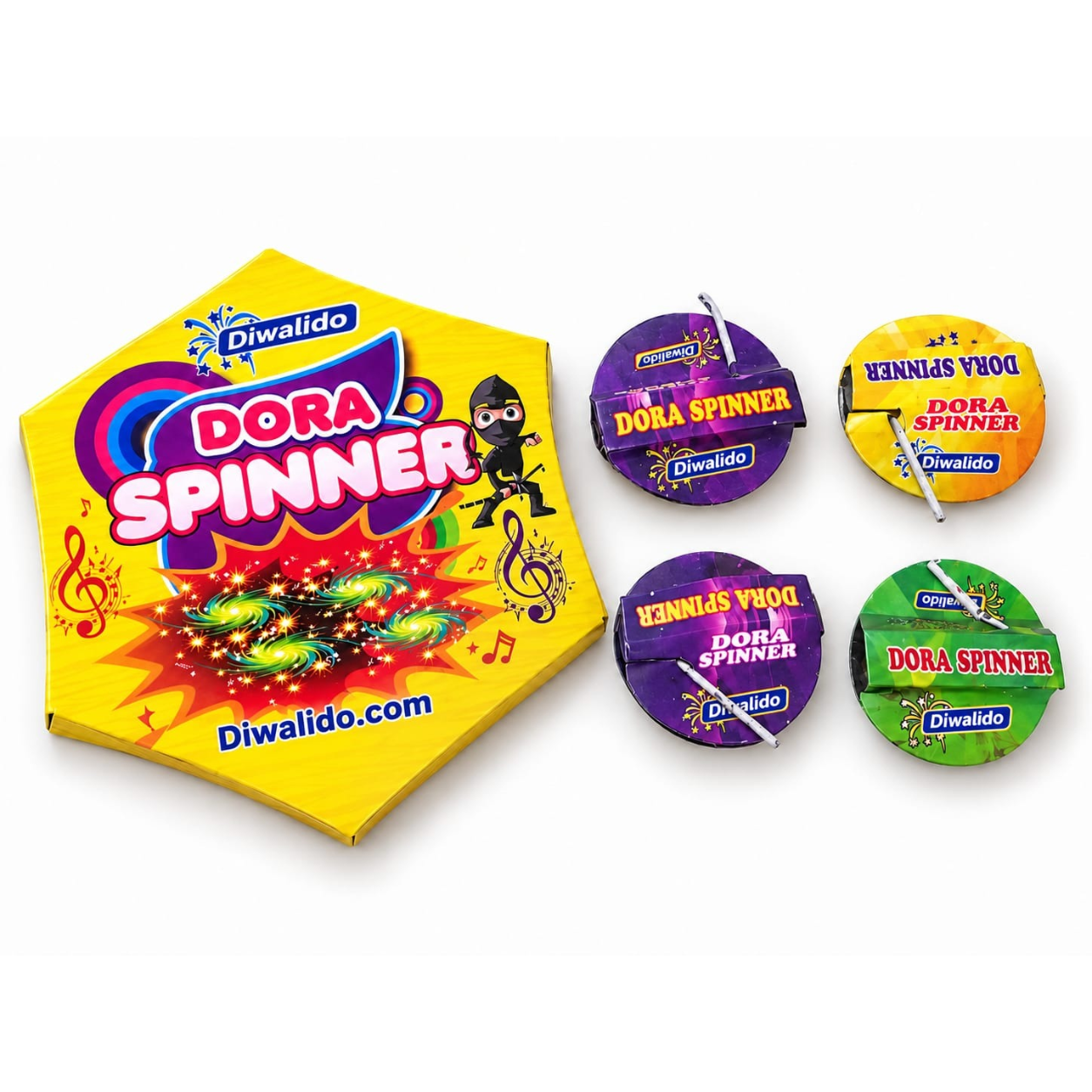 Diwalido Dora Spinner - Ground Spinner Firework, Pack of 4