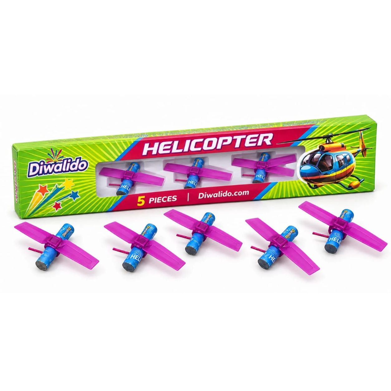 Diwalido Helicopter - Spinning Sky Firework, Pack of 5